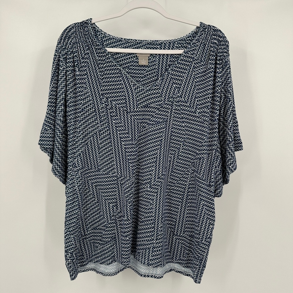 Chicos Womens Minimalist Oversized Top Size 3 US XL Geometric Modern Art Teacher